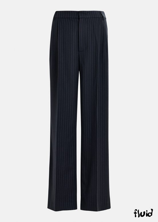 Pantalon droit bleu marine à fines rayures