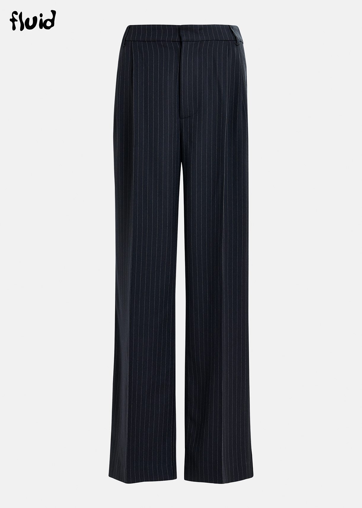 Marineblauwe rechte broek met pinstripes