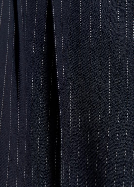 Navy blue pinstriped straight-leg pants