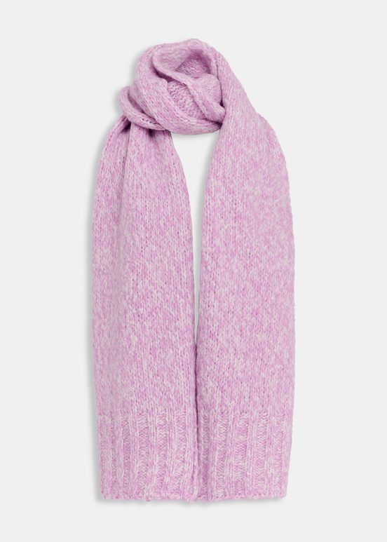 Écharpe en tricot mêlé mauve et écru