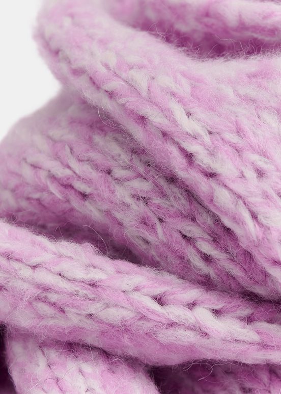 Écharpe en tricot mêlé mauve et écru