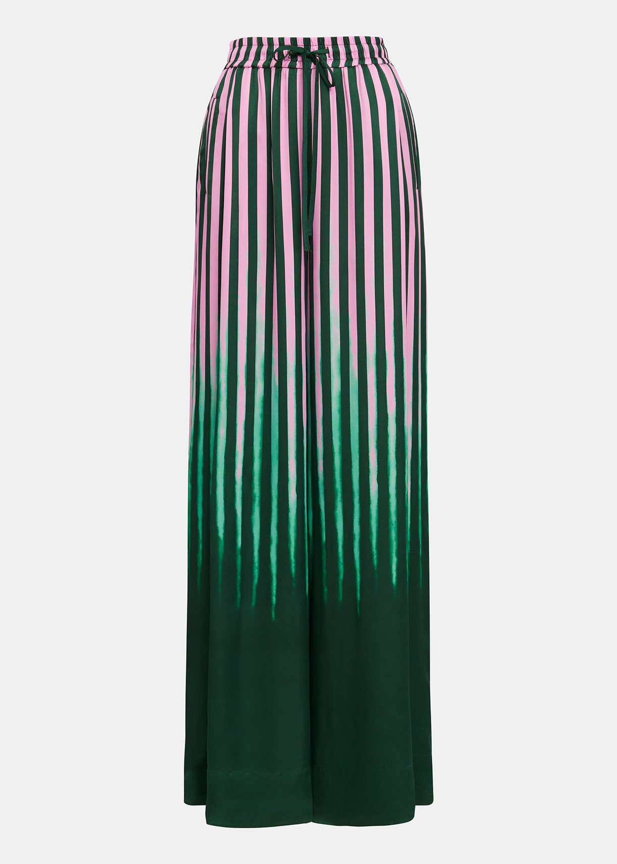 Dark green, green and pink wide-leg pants