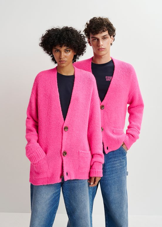 Neonpinker Grobstrick-Cardigan