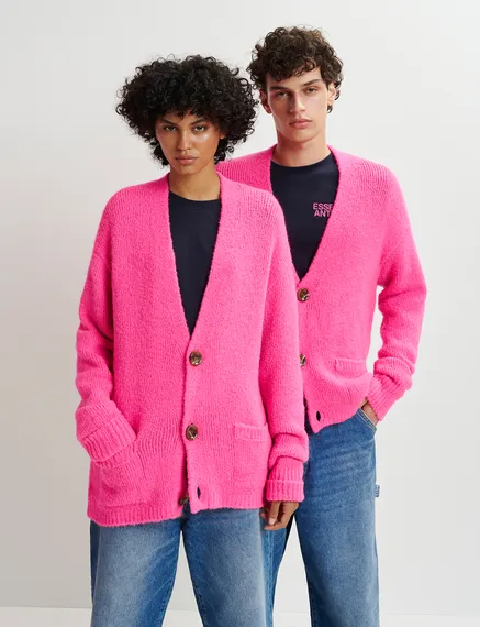 Neonpinker Grobstrick-Cardigan