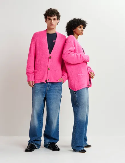 Neonpinker Grobstrick-Cardigan