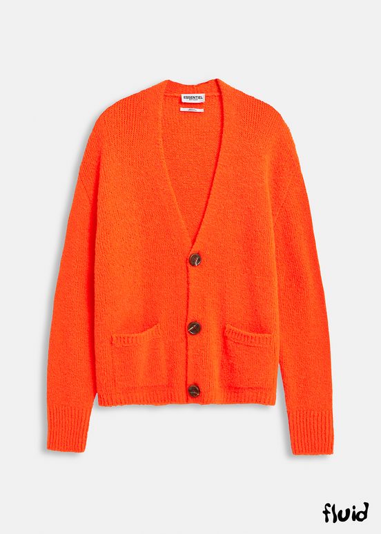 Neonorangener Grobstrick-Cardigan