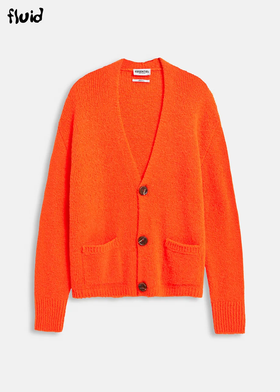 Neon orange chunky knit cardigan