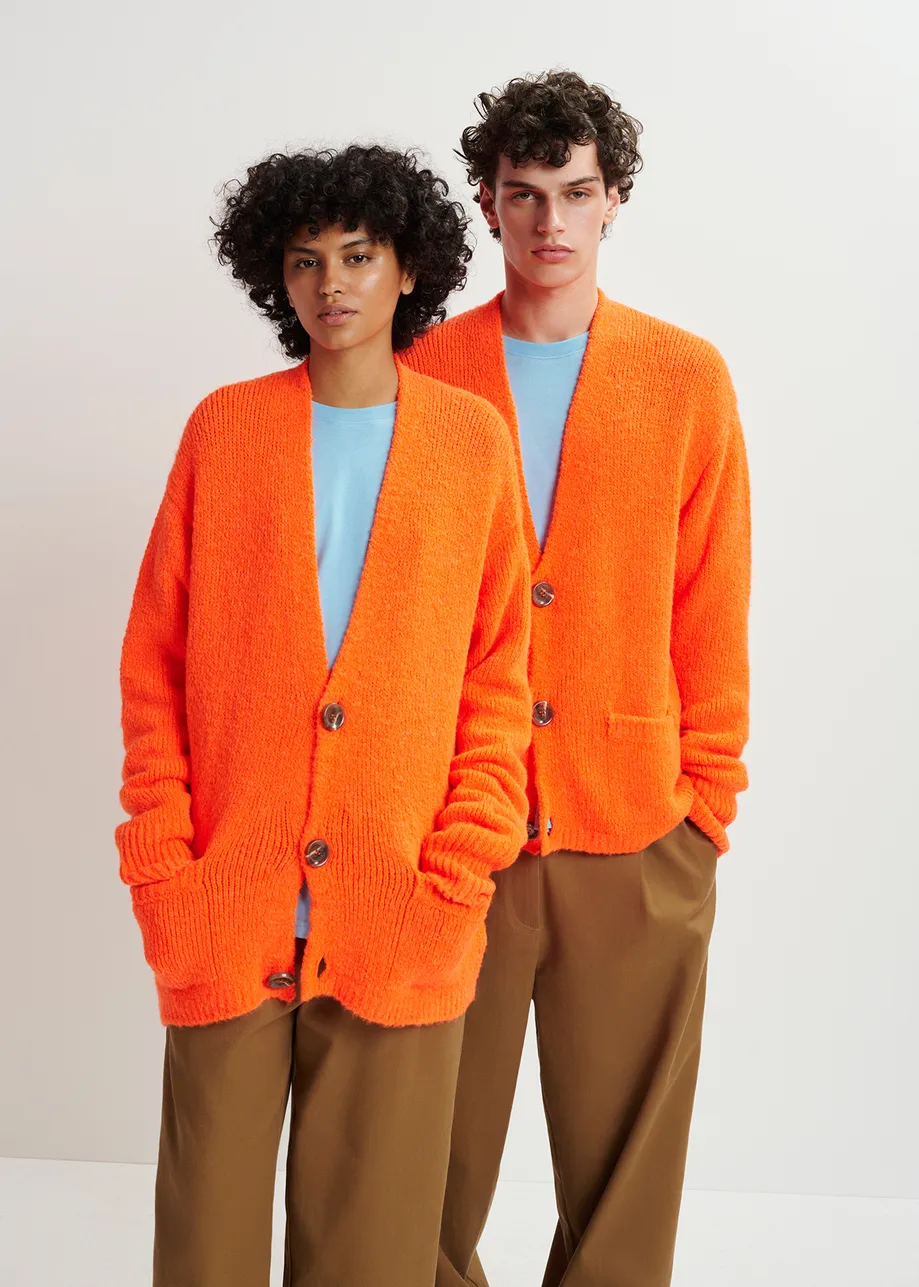 Cardigan en maille épaisse orange fluo