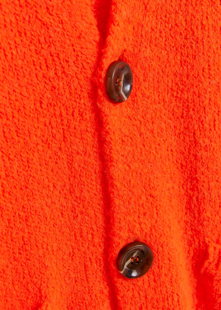 Fluo-oranje grofgebreide cardigan