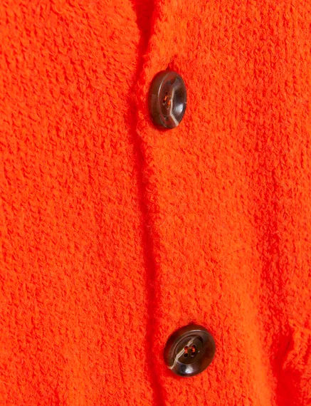 Cardigan en maille épaisse orange fluo