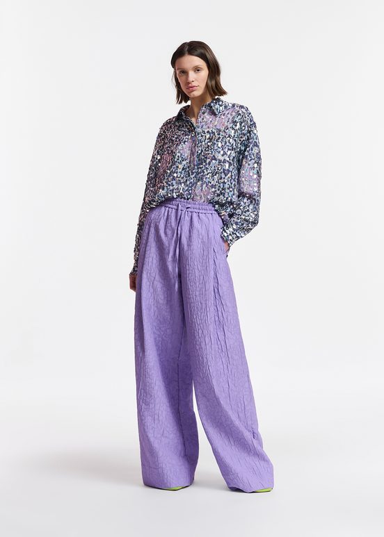 Off-white, lilac and purple leopard-print shirt with sequins