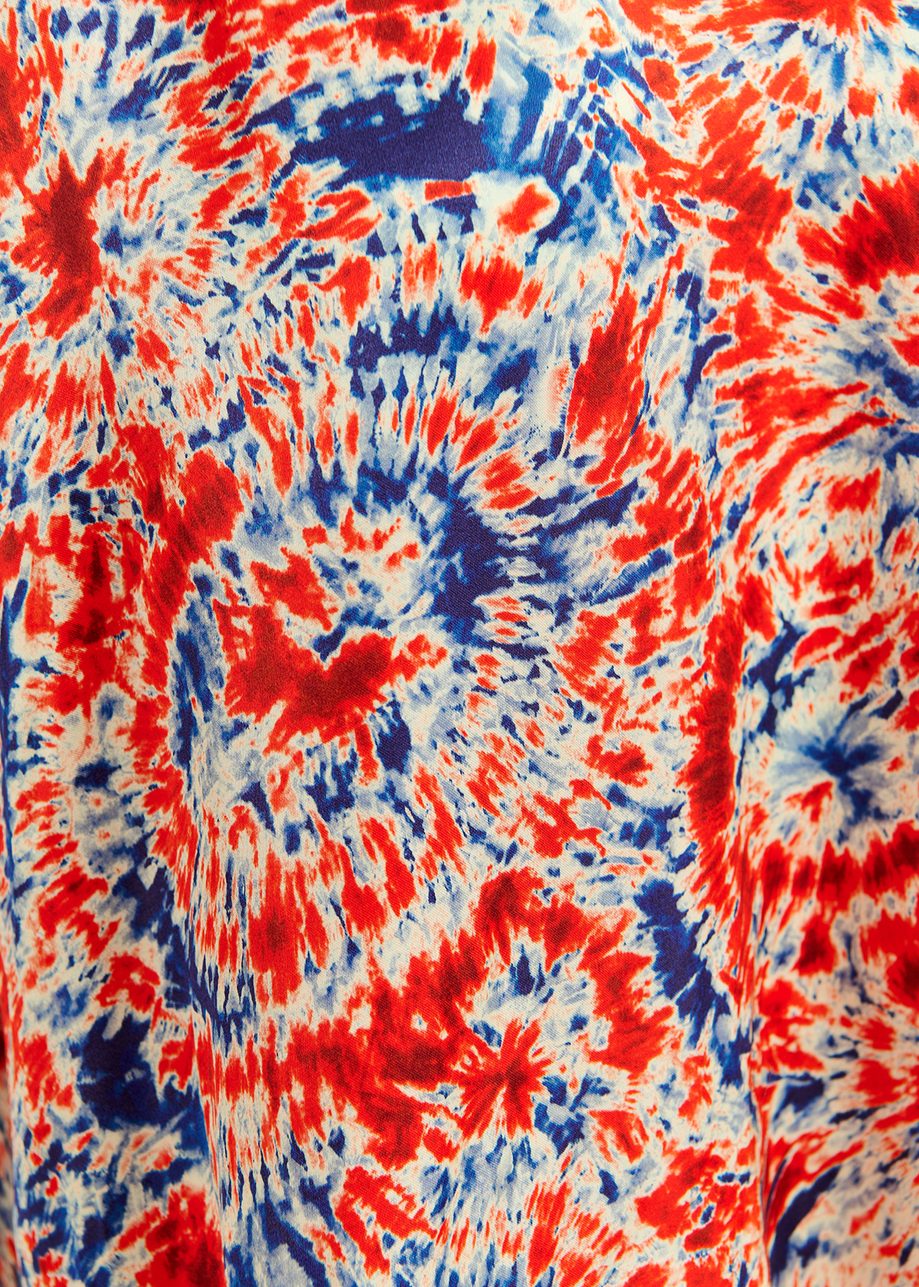 Red and blue tie-dye printed oversized top