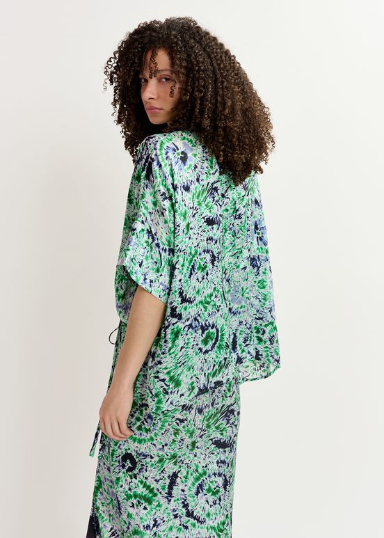 Groene en marineblauwe oversized top met tie-dye-print