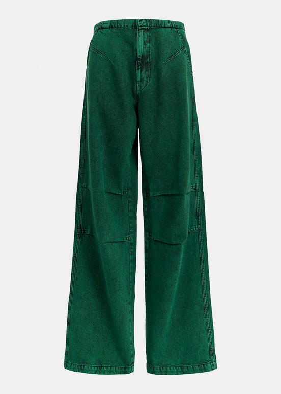 Dark green overdyed wide-leg jeans