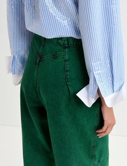 Dark green overdyed wide-leg jeans