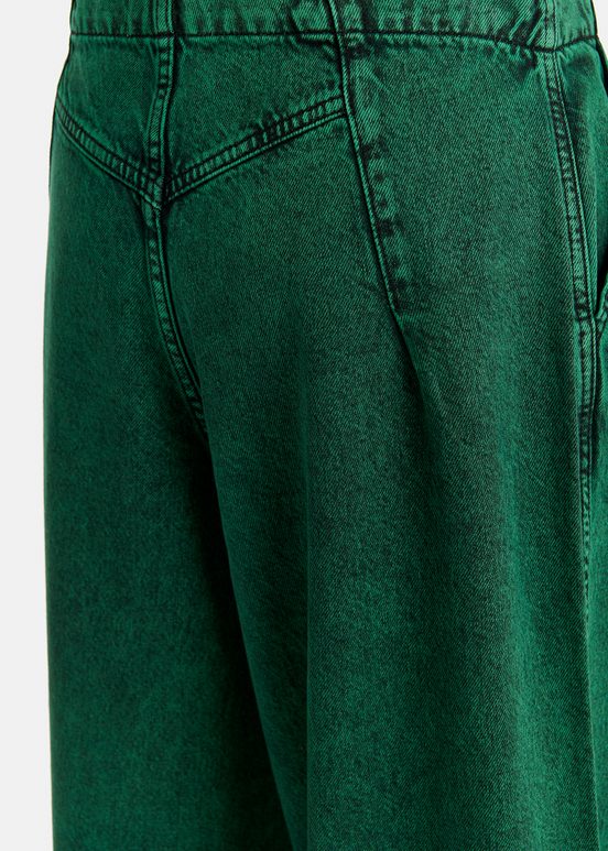 Dark green overdyed wide-leg jeans