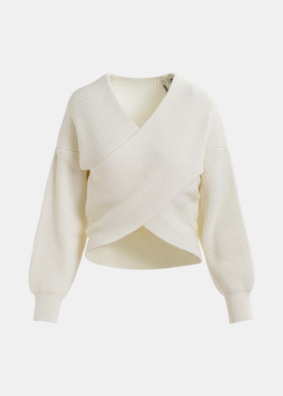 Off-white crossover knit sweater