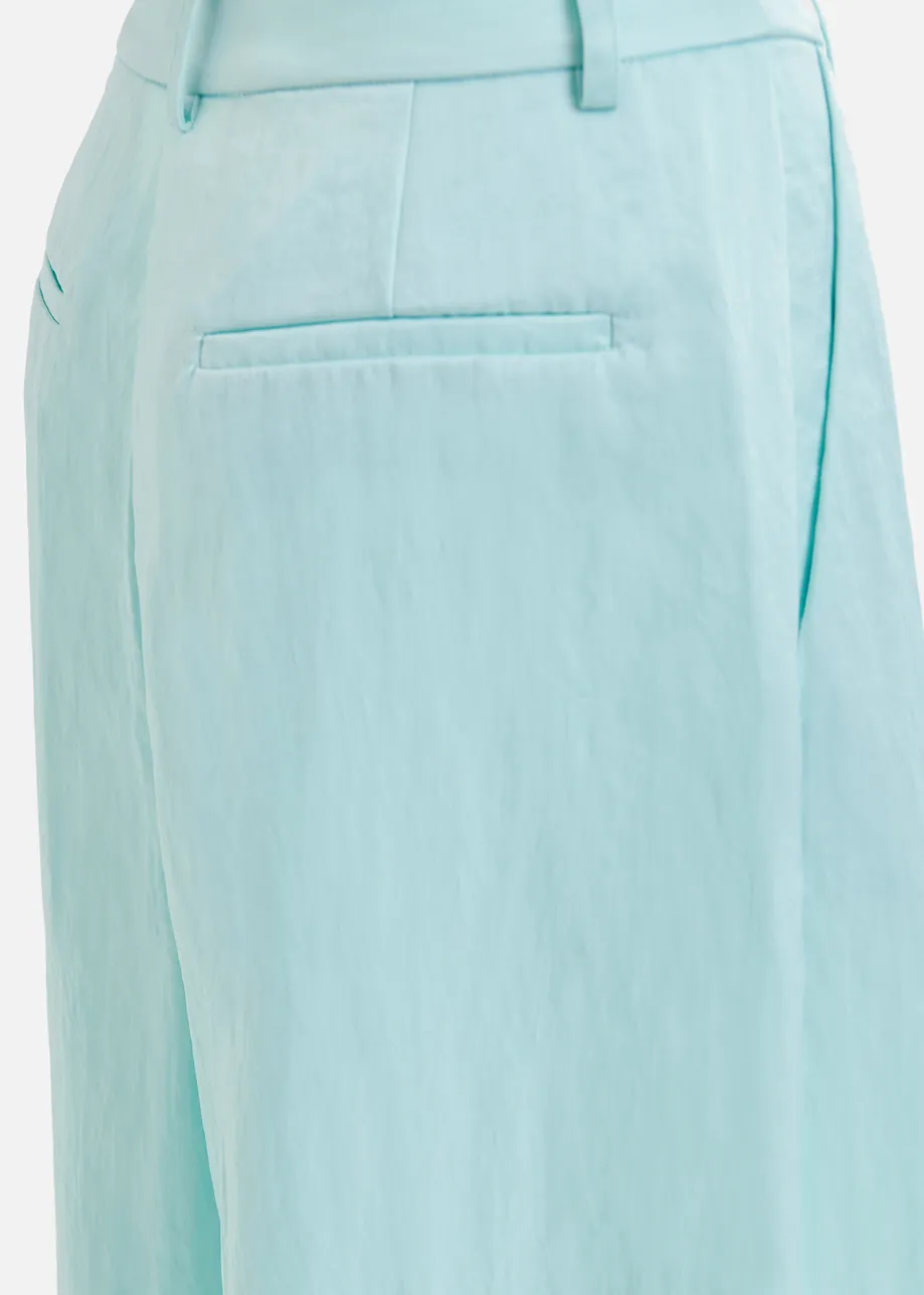 Light blue wide-leg satin pants