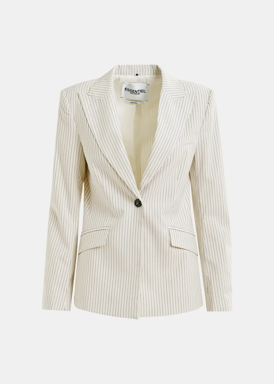 Off-white and black pinstripe single-breasted blazer 