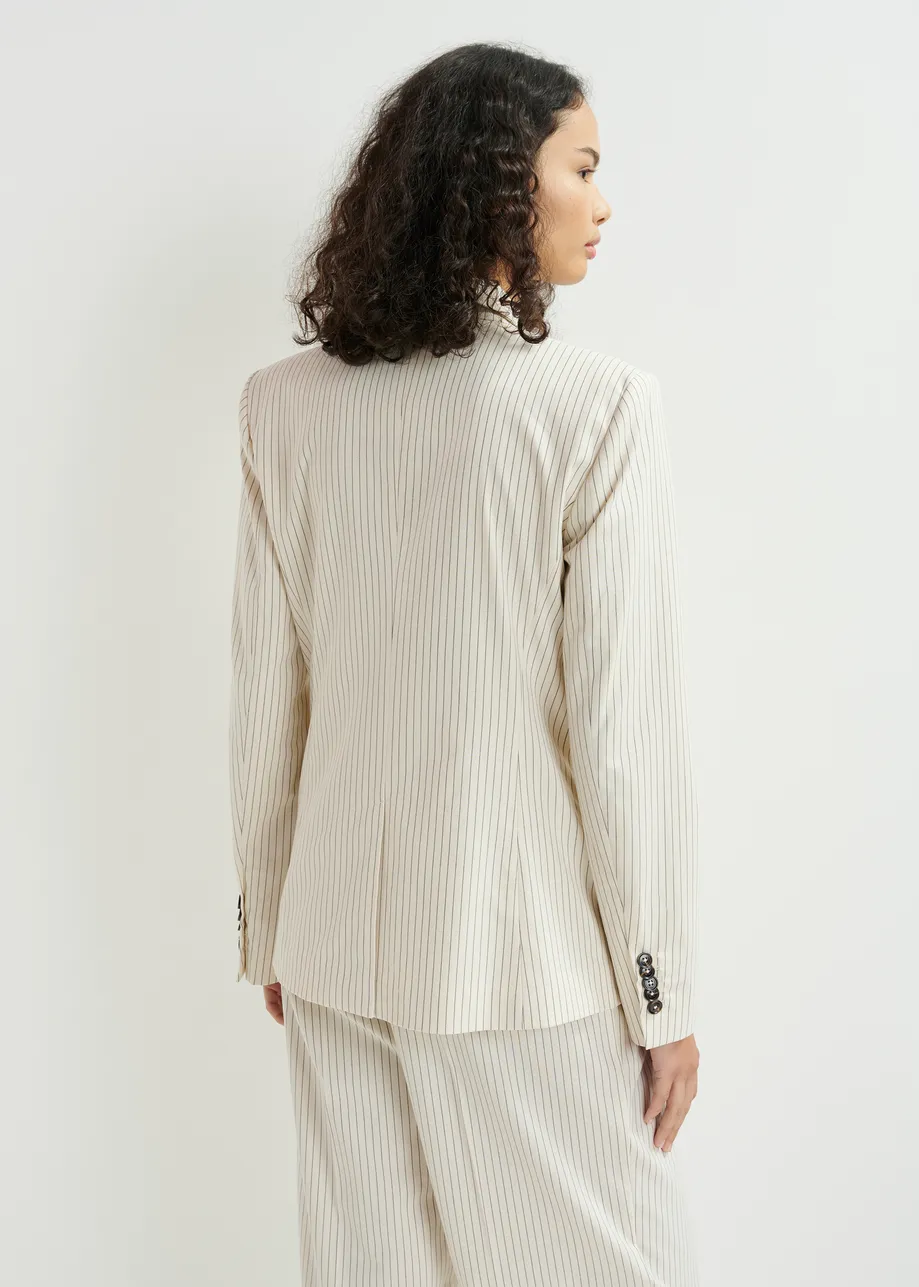 Off-white and black pinstripe single-breasted blazer 