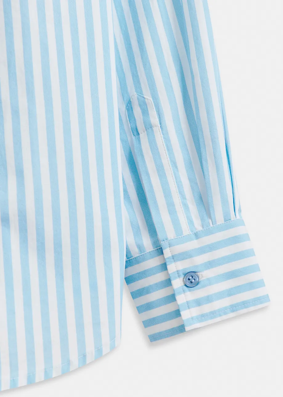 Blue and white striped cotton shirt 