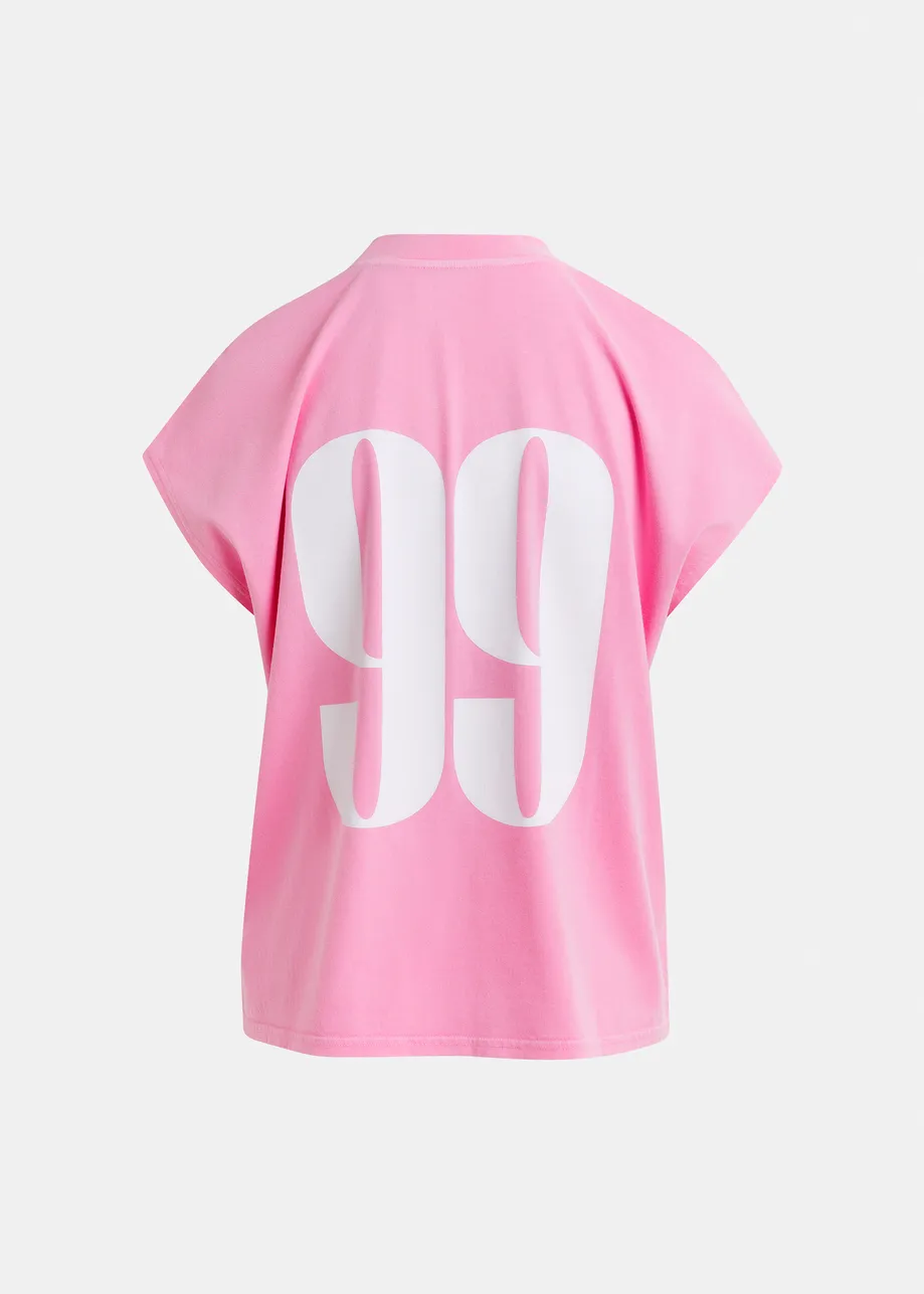 T-shirt rosa in cotone biologico con maniche ad aletta