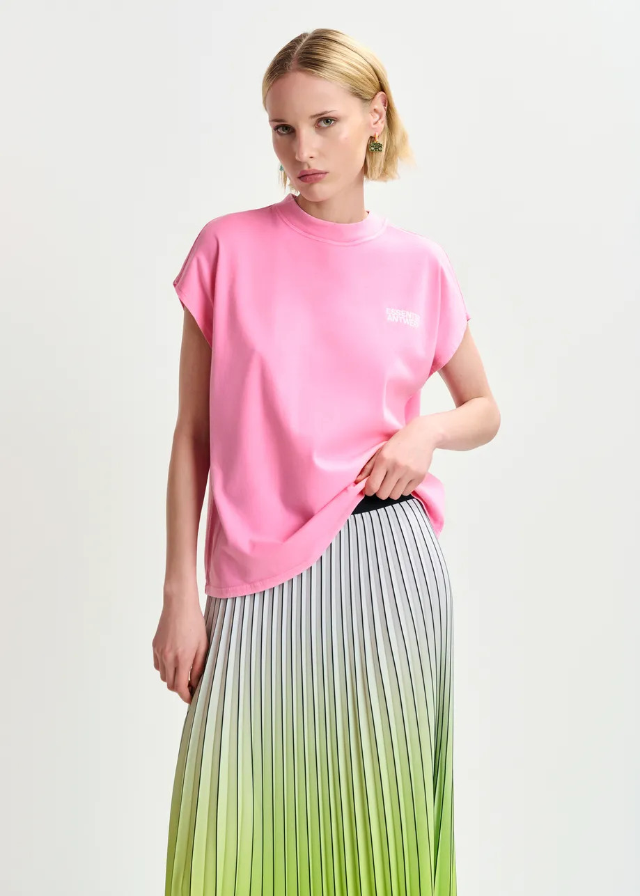 Pink cap-sleeve organic cotton T-shirt