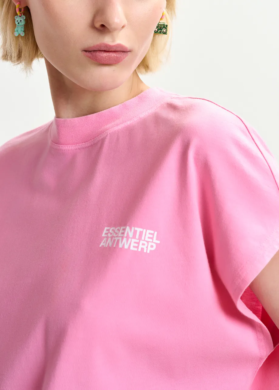 Pink cap-sleeve organic cotton T-shirt