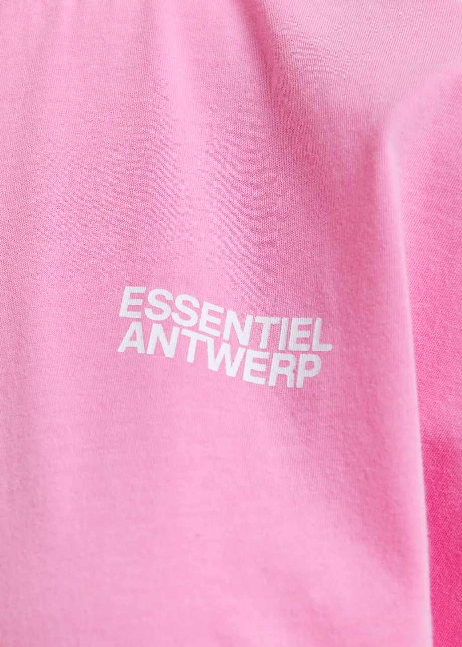 Roze T-shirt van biokatoen met kapmouwen