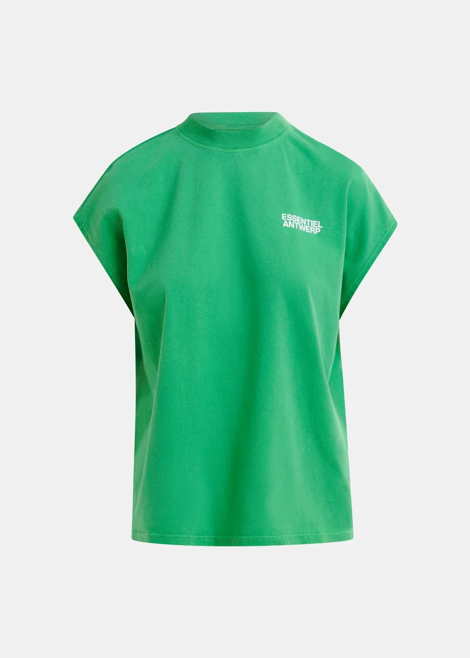 Groen T-shirt van biokatoen met kapmouwen