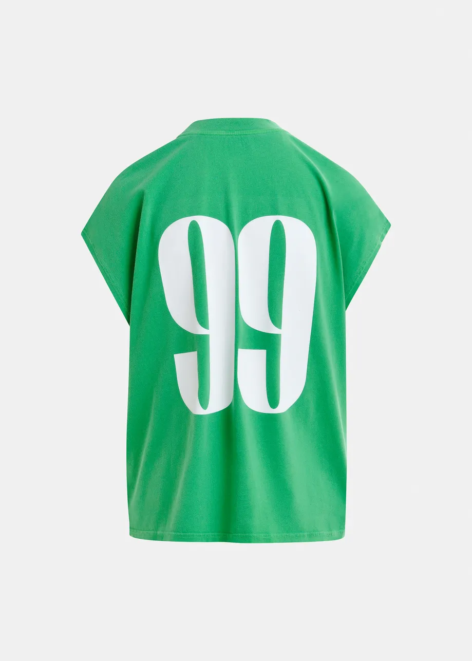 Green cap-sleeve organic cotton T-shirt