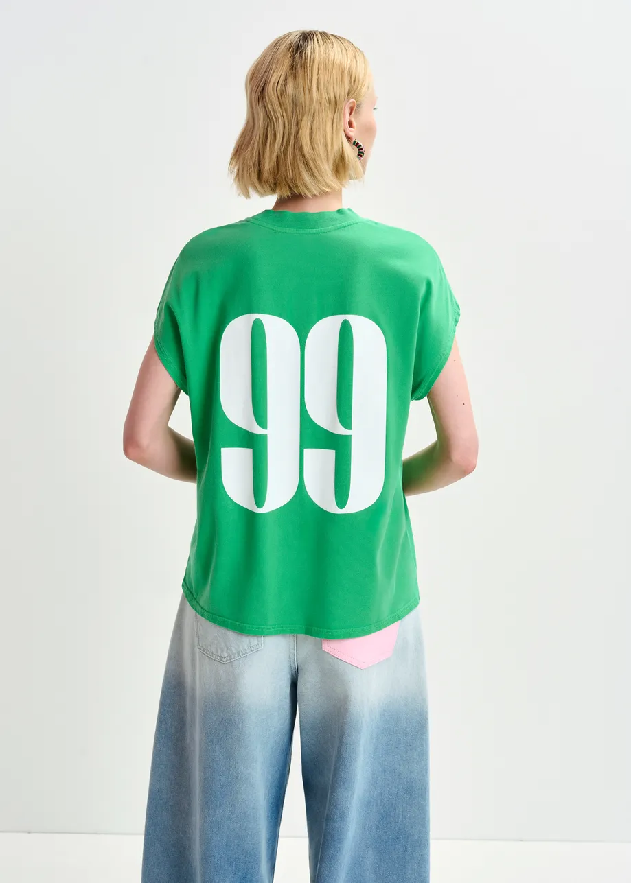 Groen T-shirt van biokatoen met kapmouwen