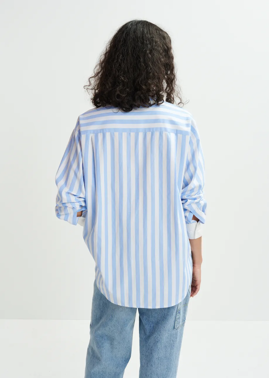 Camisa de rayas con bordado «99», azul, blanco y verde