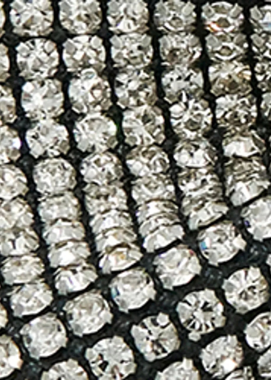 Silver and black rhinestone-embellished bow tie