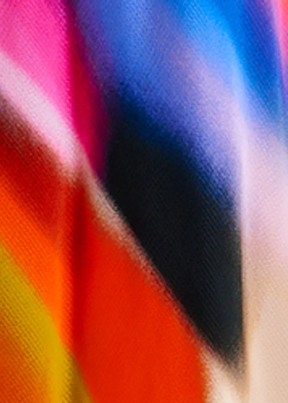 Light peach and multicolored halterneck maxi-dress with knot detail