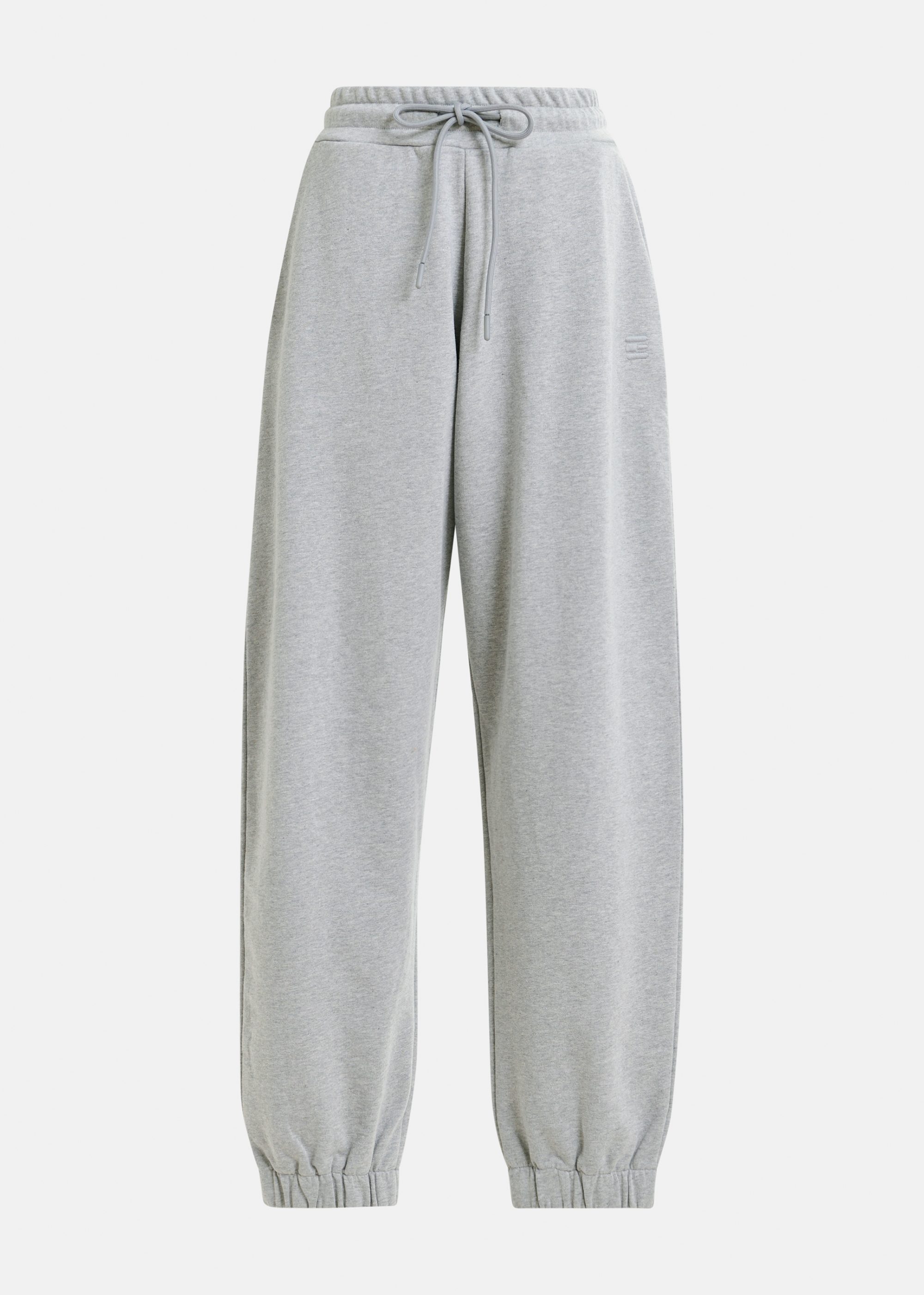 Grey organic cotton sweatpants with E-shaped embroidery