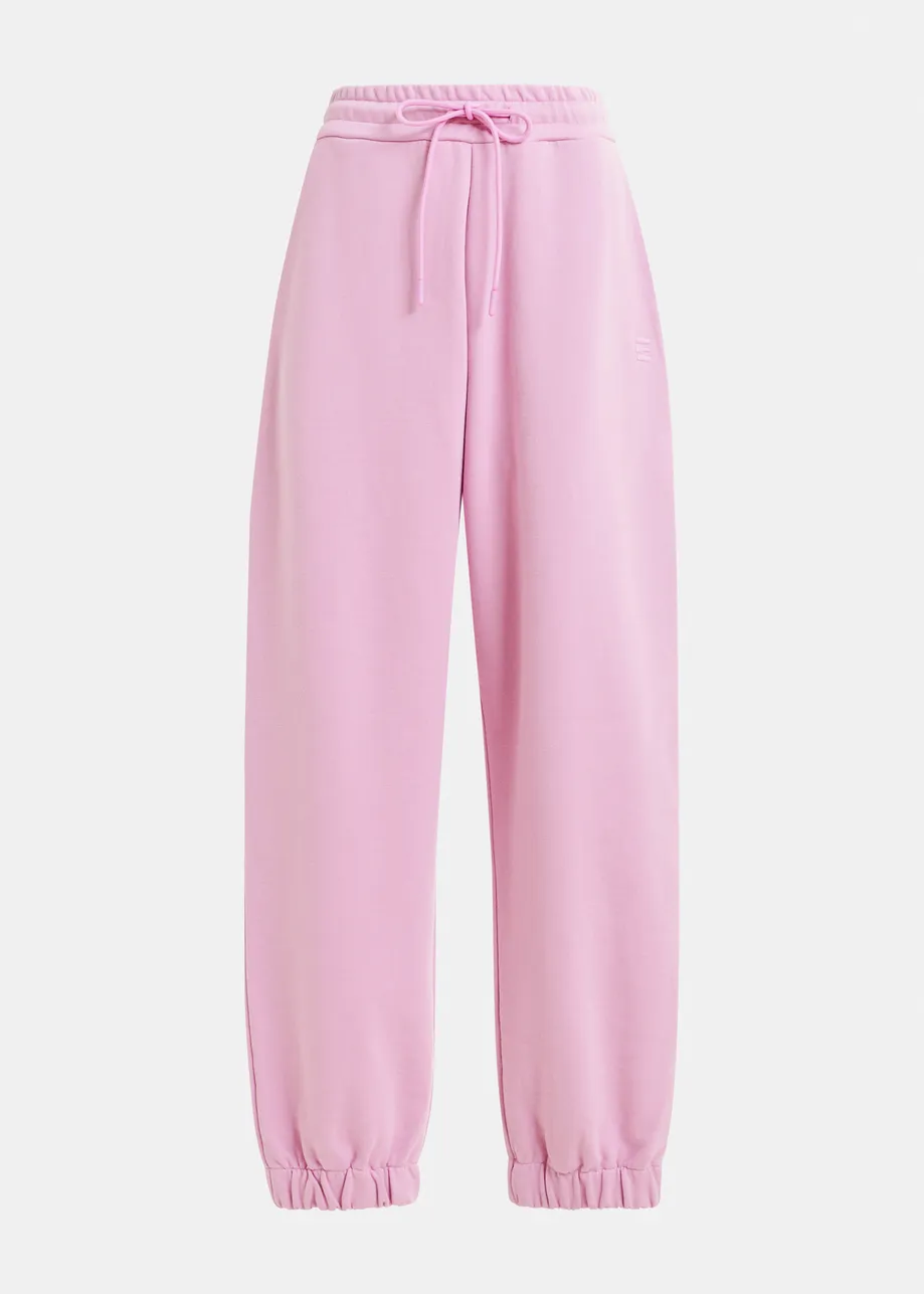 Pink organic cotton sweatpants with E-shaped embroidery