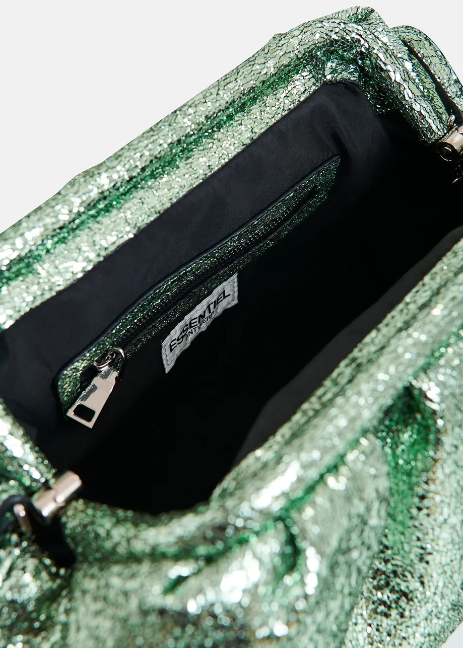Green faux-leather pouch