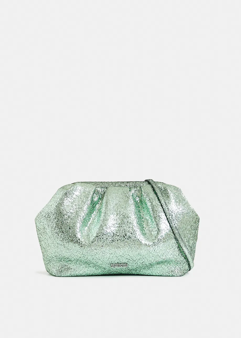 Green faux-leather pouch