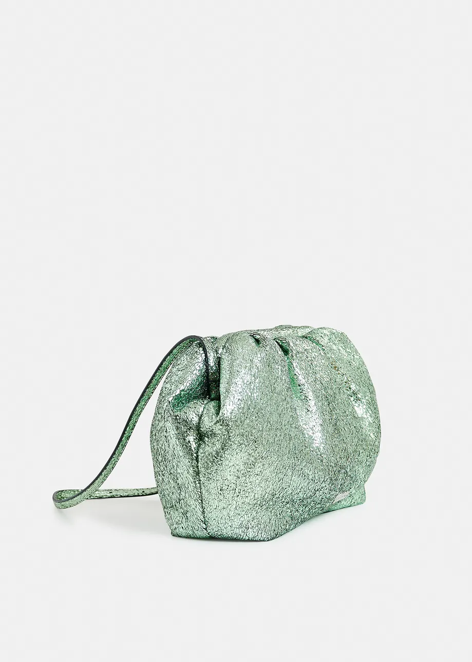 Green faux-leather pouch