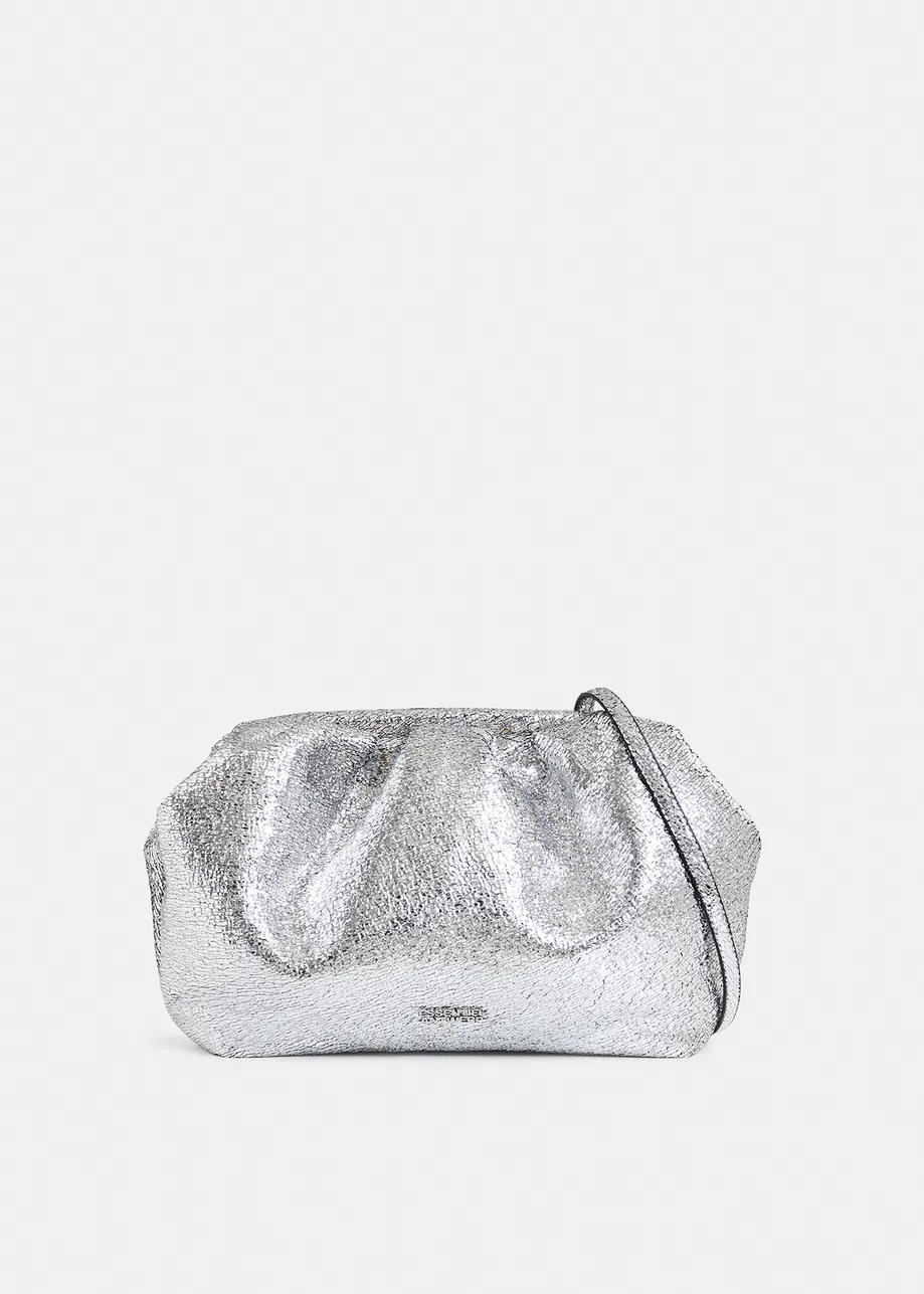 Silver faux-leather pouch