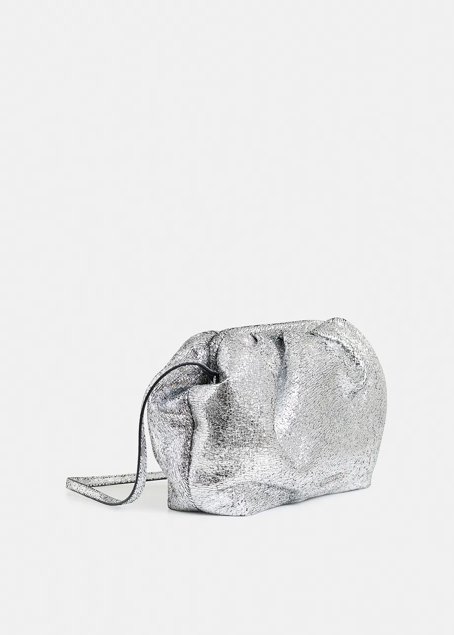 Silver faux-leather pouch