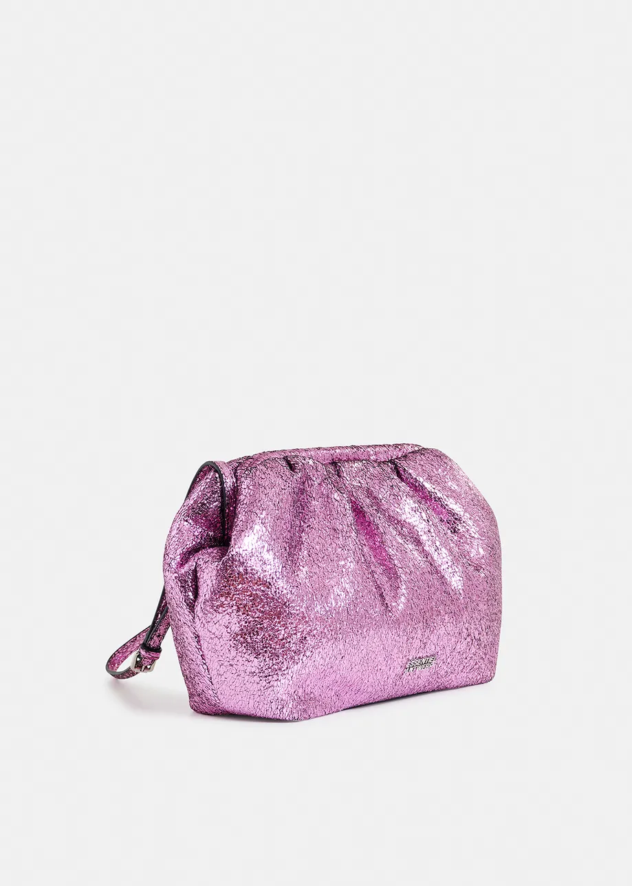 Pink faux-leather pouch