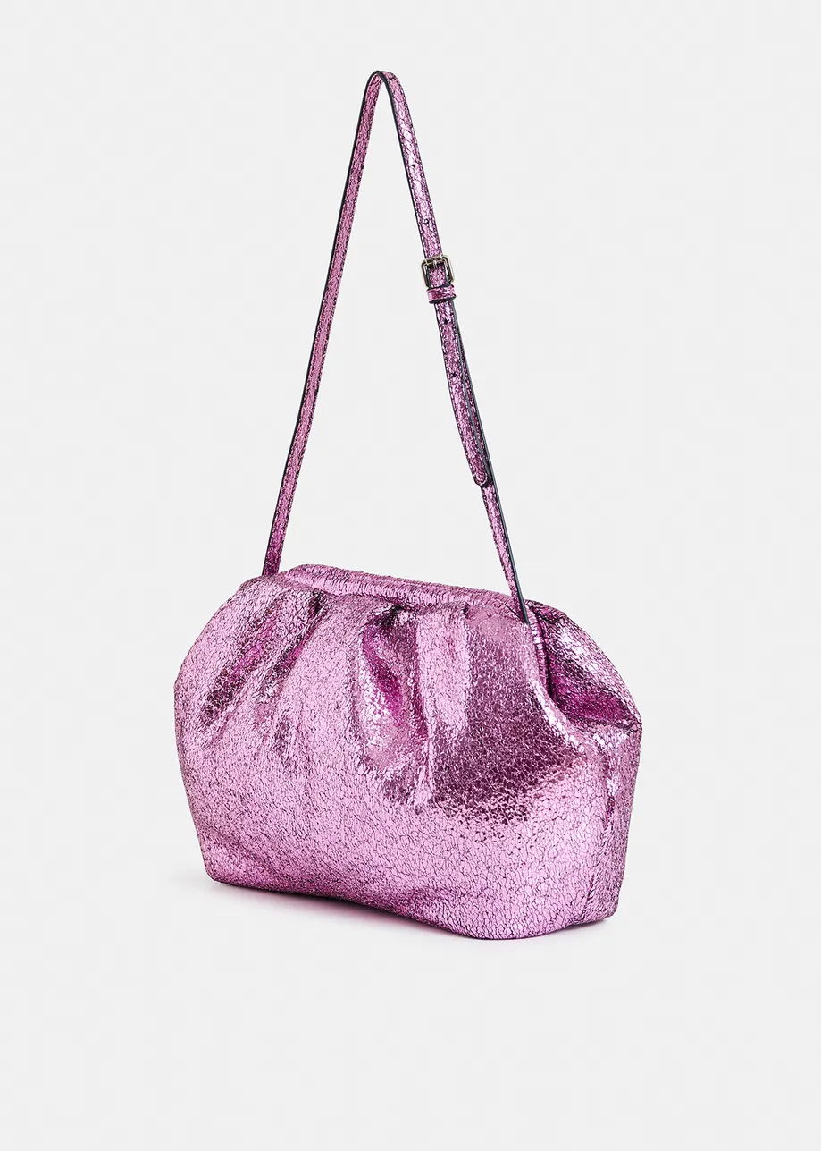 Pink faux-leather pouch