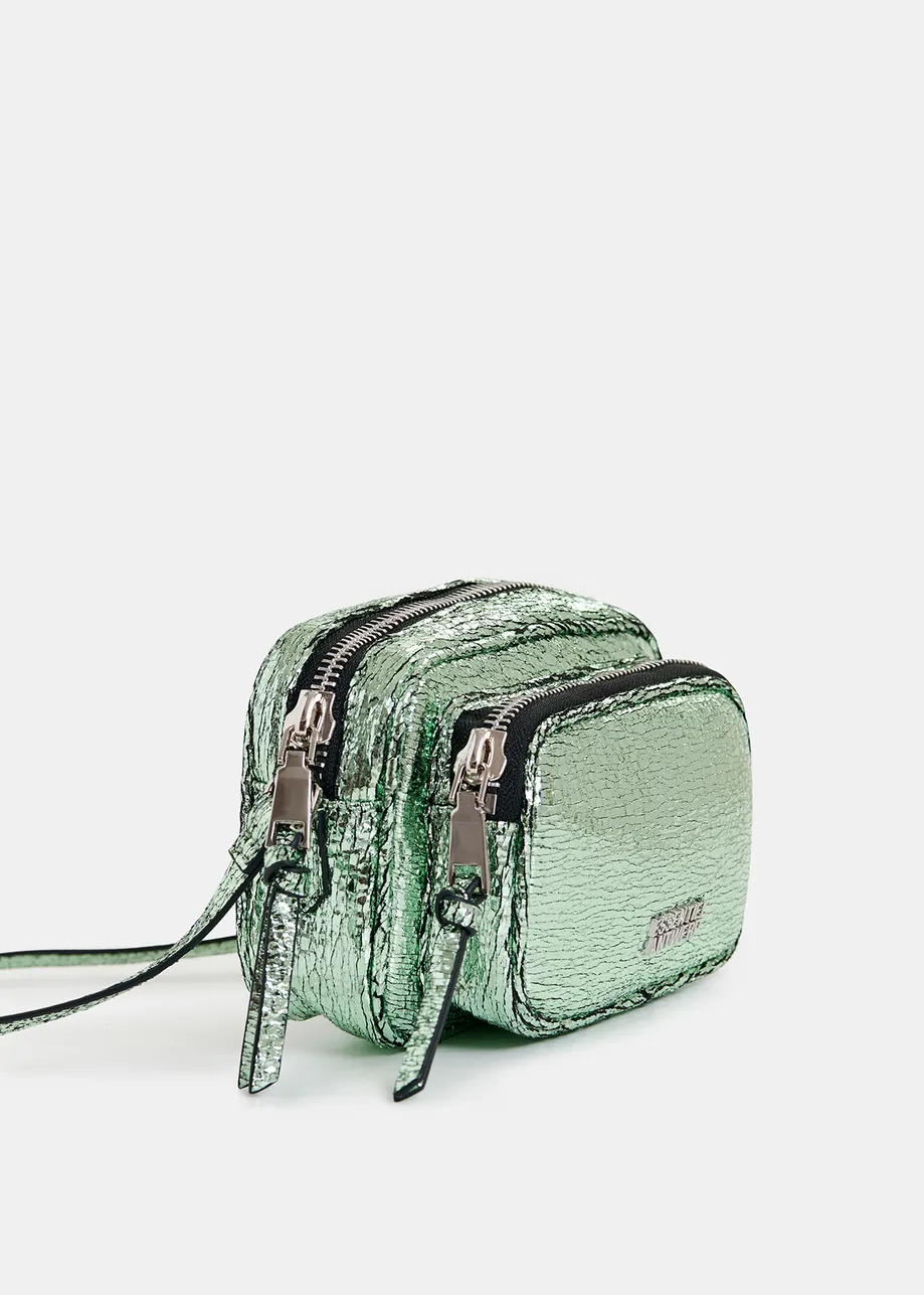 Green metallic shoulder bag