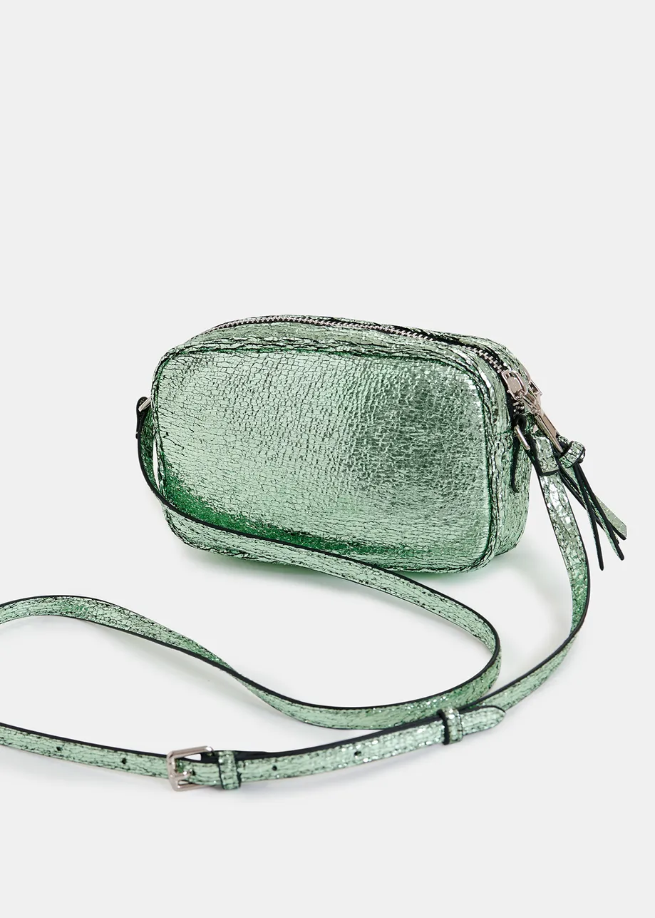 Green metallic shoulder bag