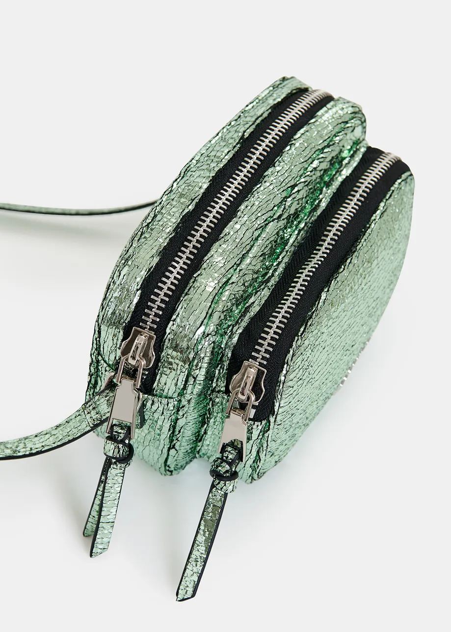 Green metallic shoulder bag