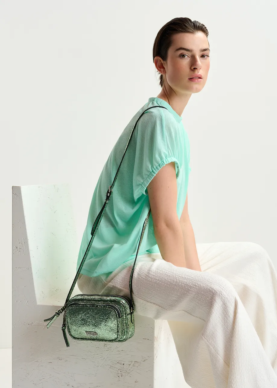 Green metallic shoulder bag