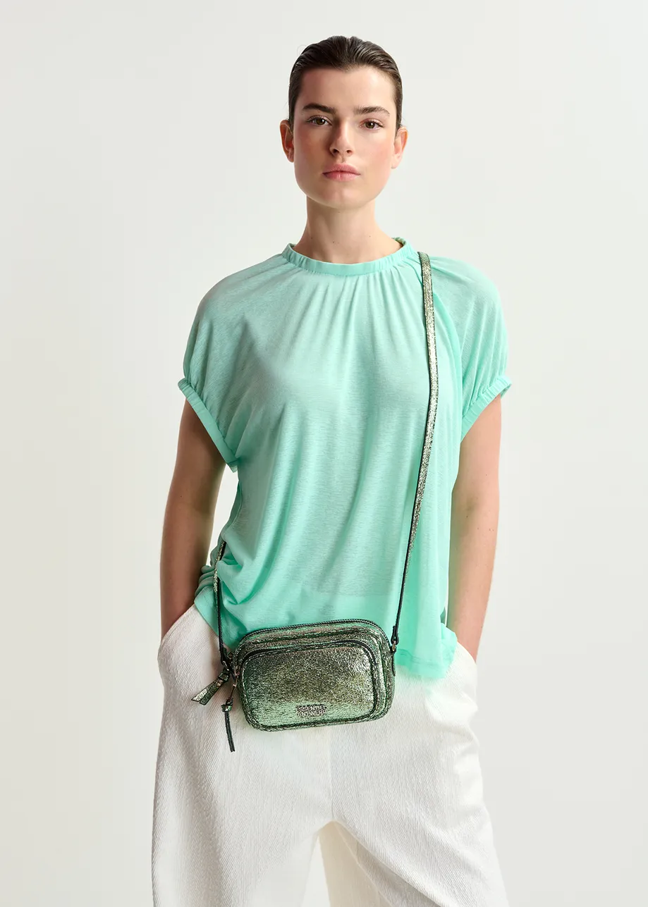 Green metallic shoulder bag