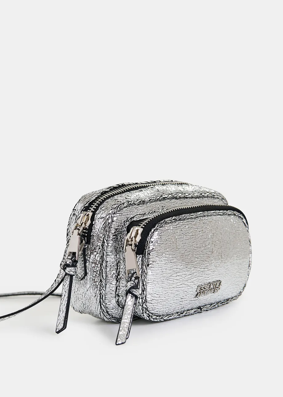 Borsa a tracolla argento metallizzato